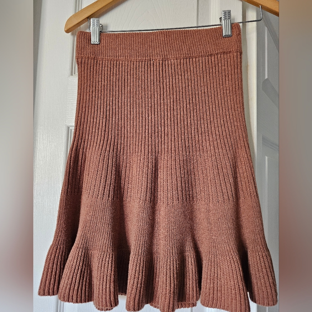 Free People Brown A-Line Knit Skirt